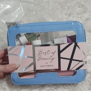 New Best Of Beauty BeautySpace Blue Cosmetic Bag With 10 Items